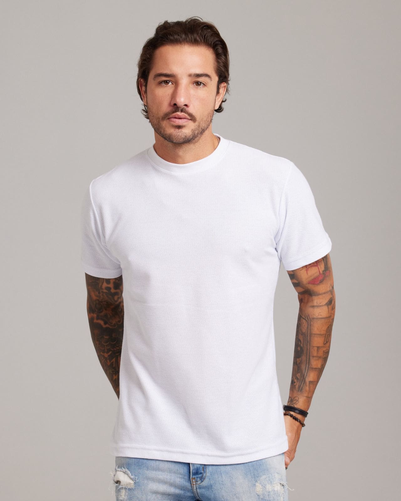 Camiseta Piquê Texture Branco — Lunfe Outlet — foto 4