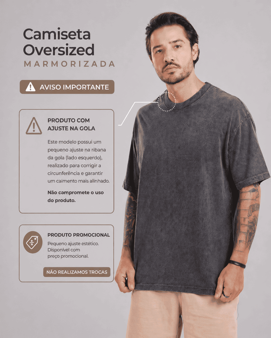 Camiseta Oversized Marmorizada — Lunfe Outlet — foto 5
