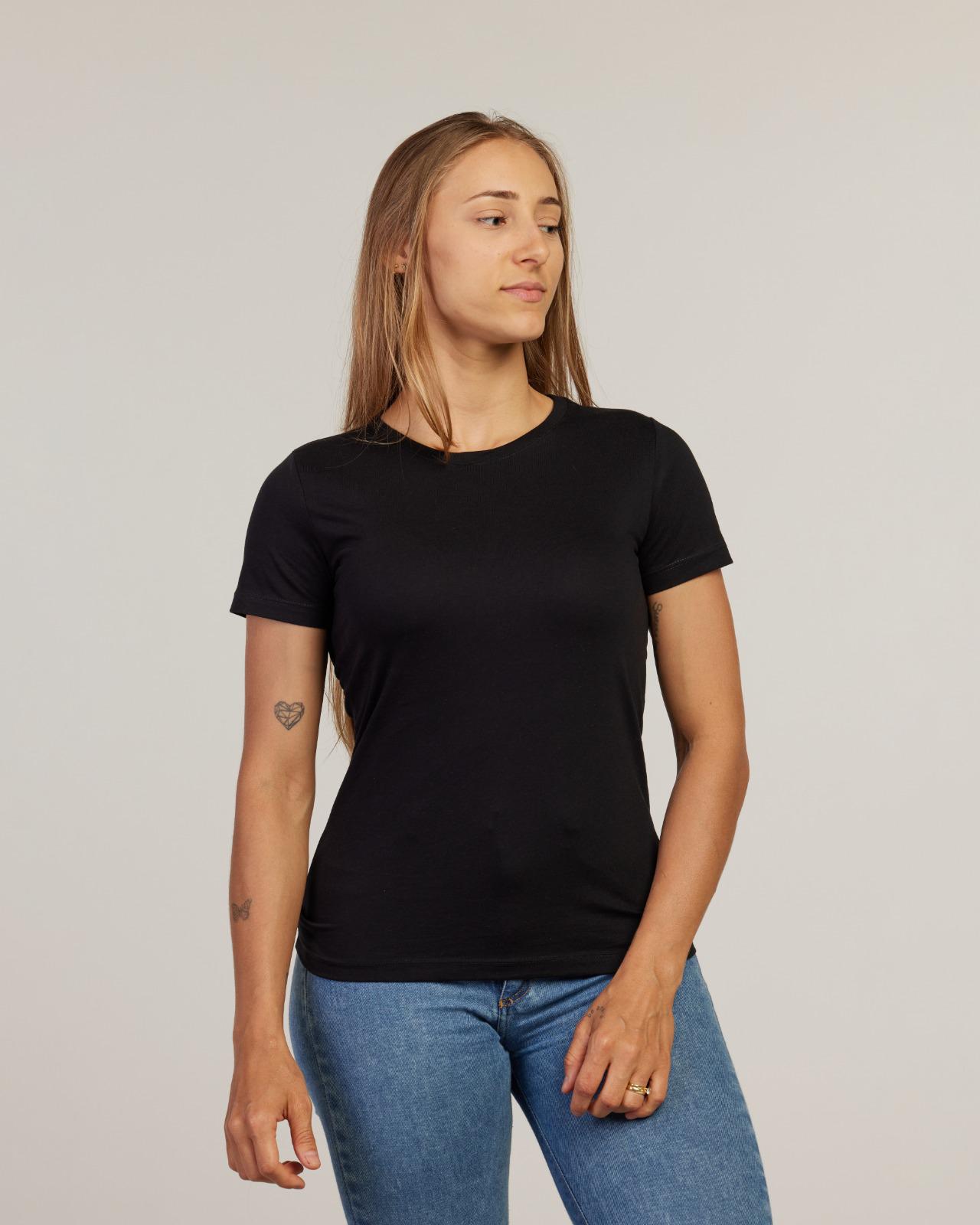 Camiseta Baby Look Básica Feminina Preto — Lunfe Outlet — foto 2