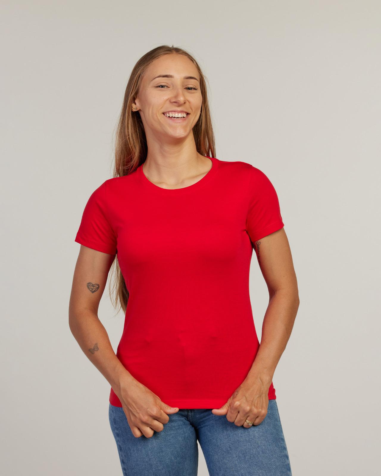 Camiseta Baby Look Básica Feminina Vermelho — Lunfe Outlet — foto 7