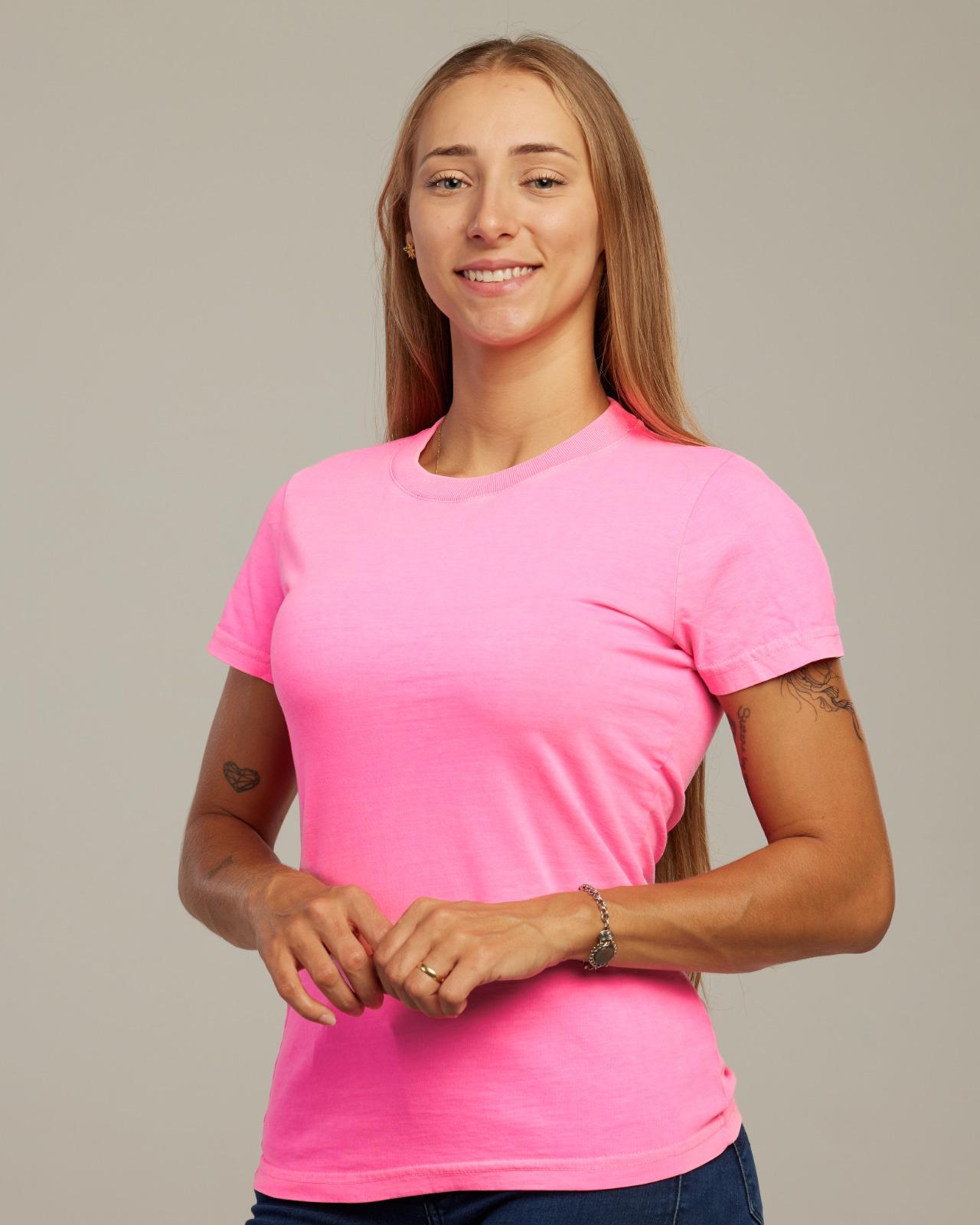 Camiseta Estonada Feminina Rosa Neon — Lunfe Outlet — foto 2