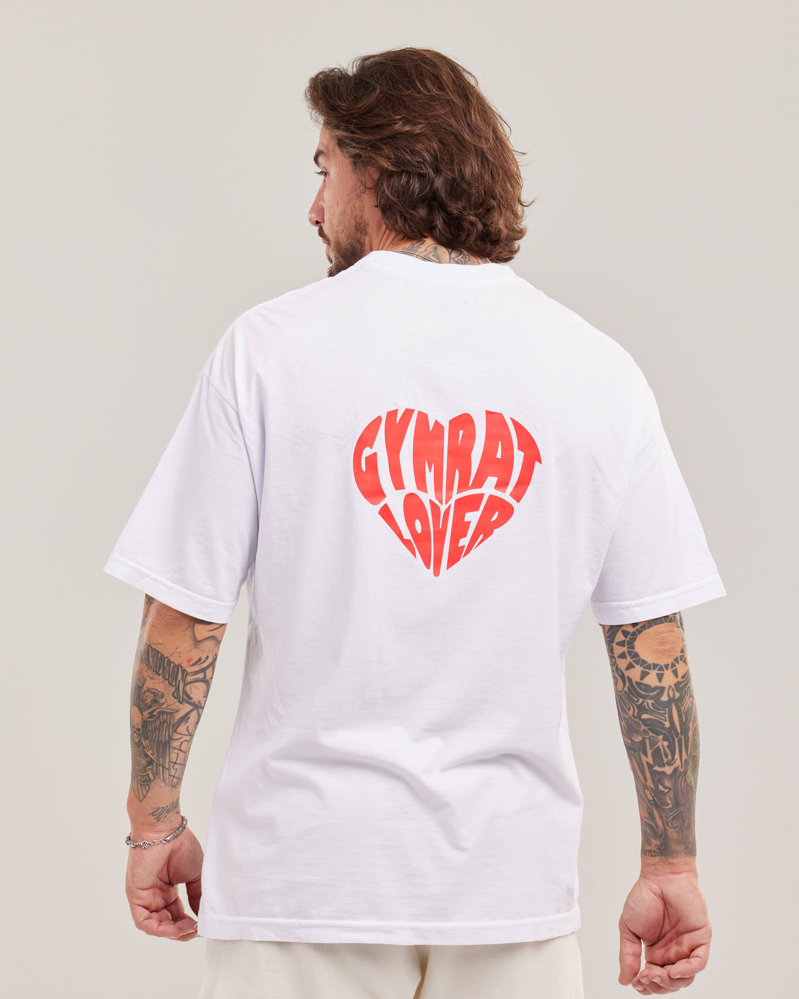 Camiseta Oversized Gym Rat Lover Evolvee Branco com Vermelho — Lunfe Outlet — foto 9