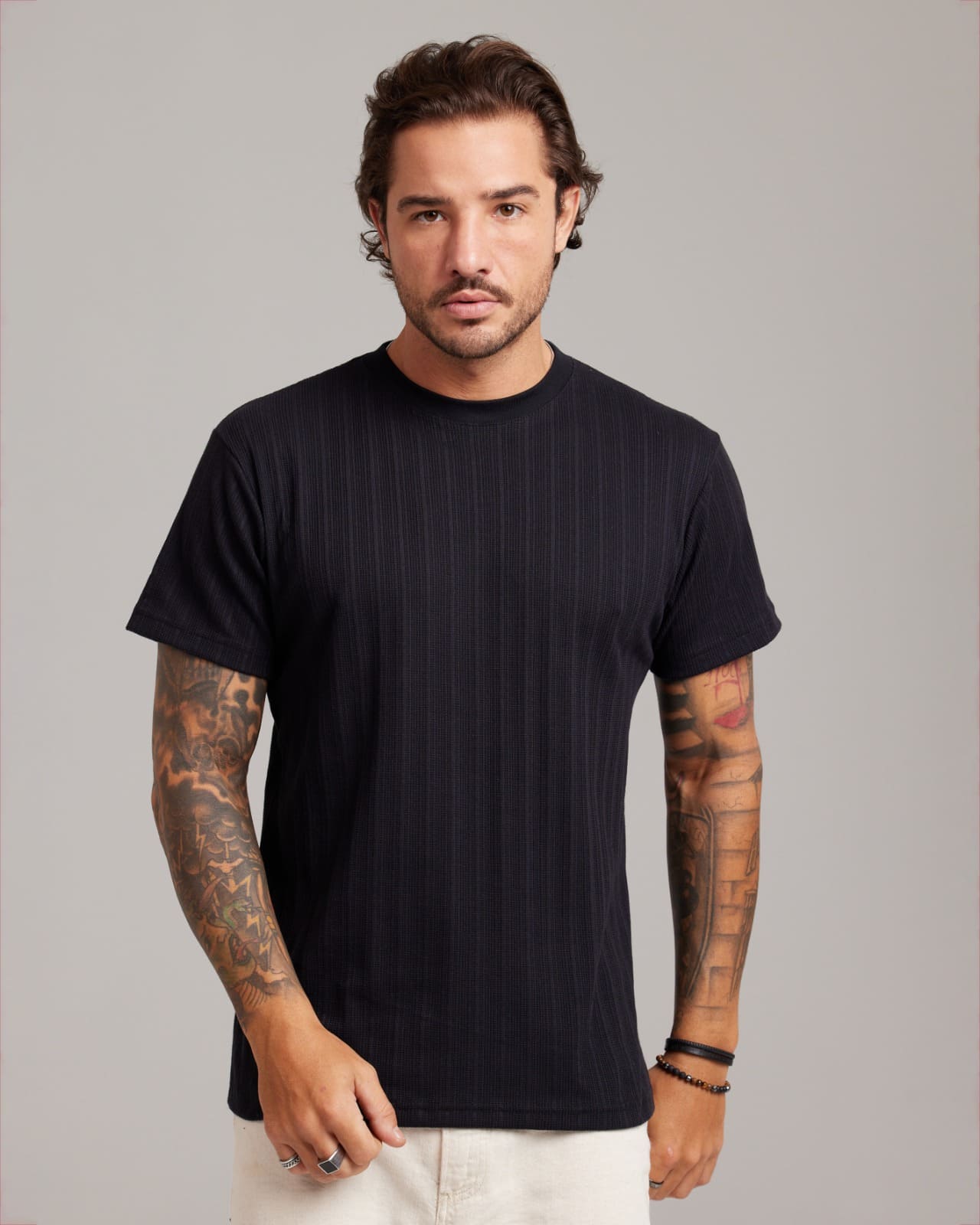 Camiseta Rib Wide Texture Preto — Lunfe Outlet — foto 7