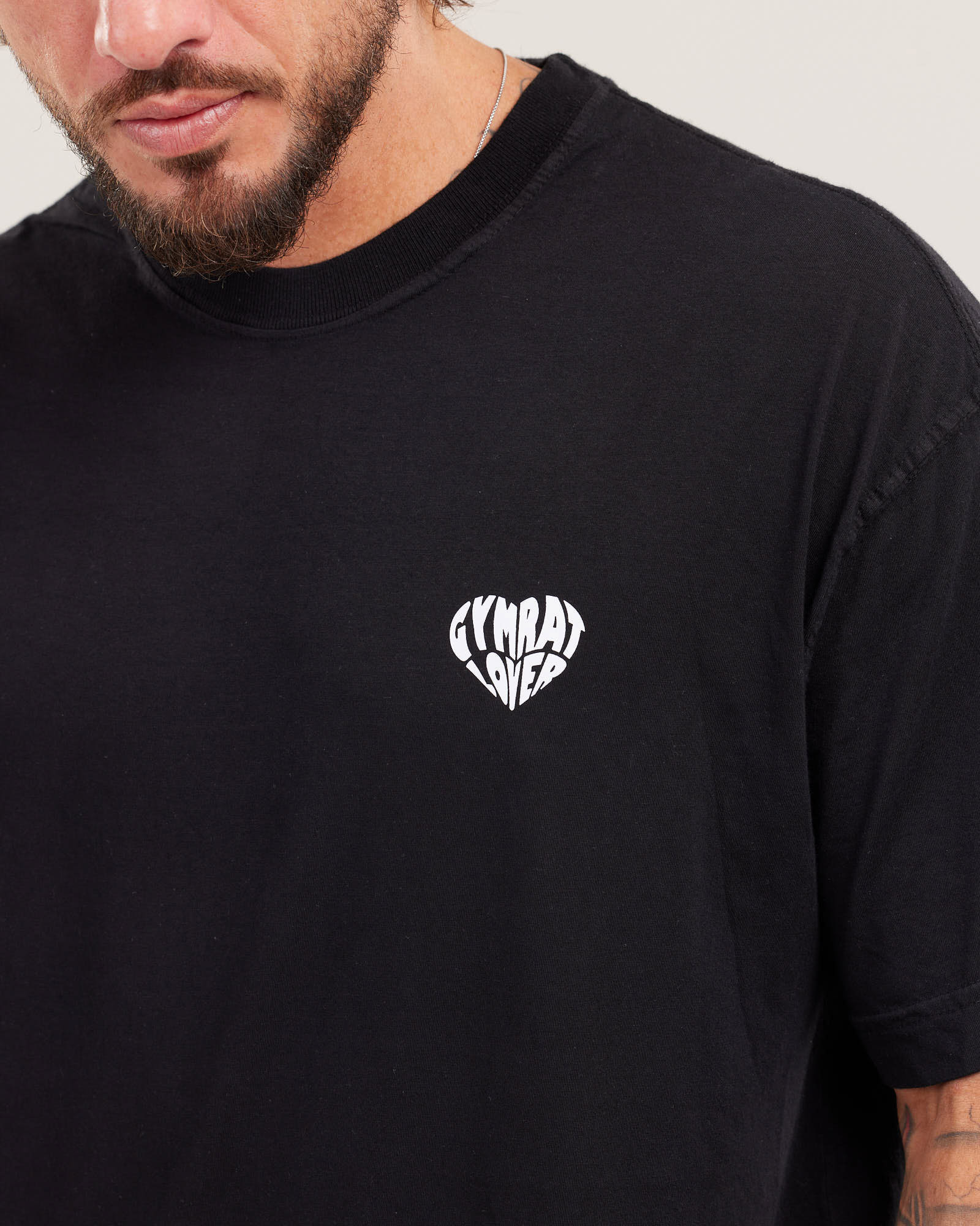 Camiseta Oversized Gym Rat Lover Evolvee Preto com Branco — Lunfe Outlet — foto 5