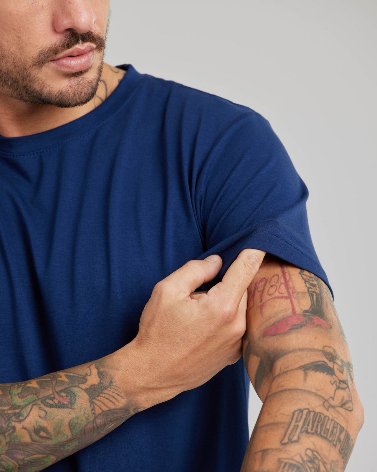 Camiseta Pima Cotton Azul Marinho — Lunfe Outlet — foto 4