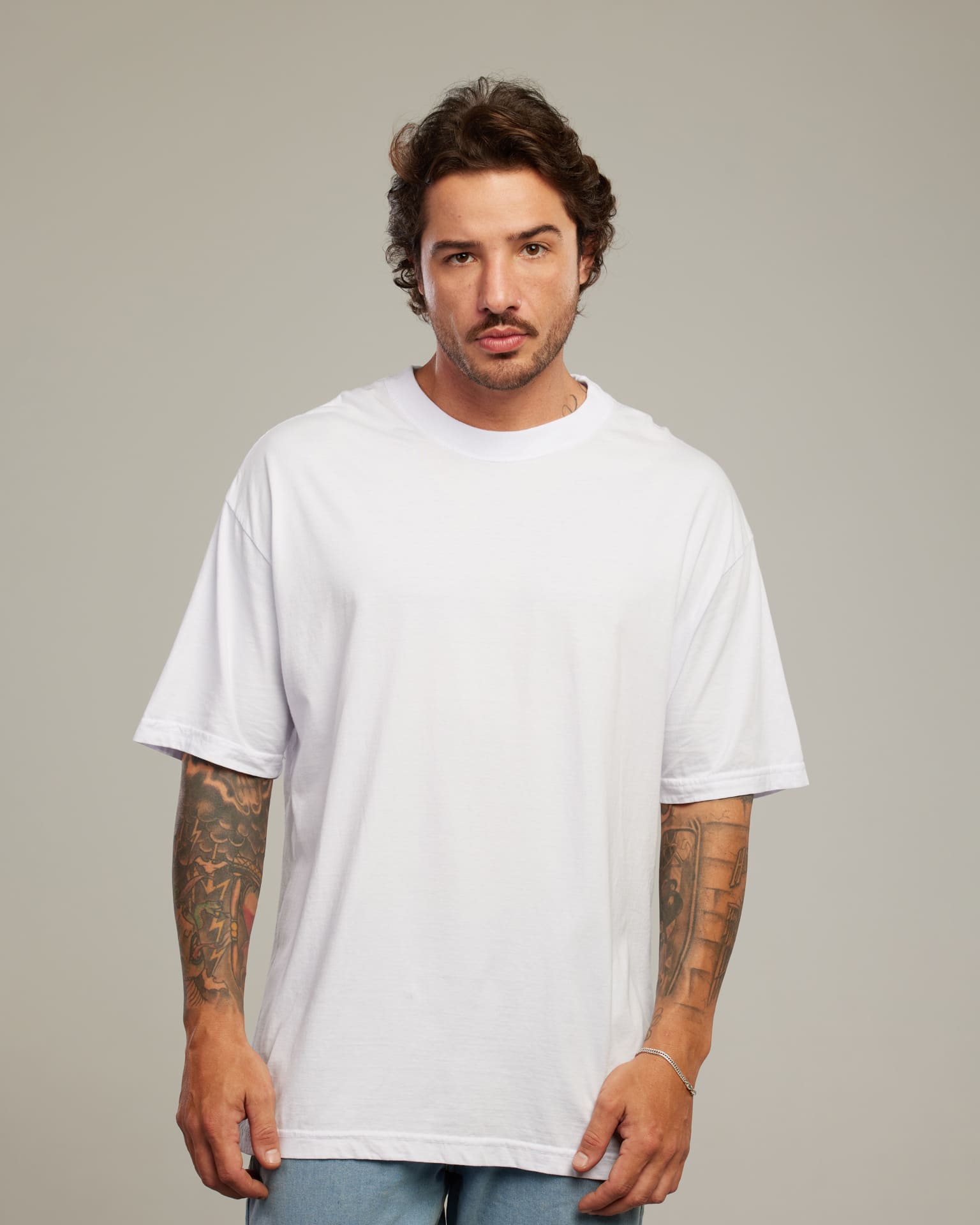 Camiseta Oversized Drop Shoulder Branco — Lunfe Outlet — foto 6